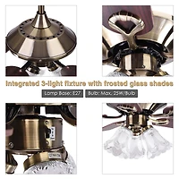51" 5 Blades Ceiling Fan w/ Light Kit Antique Bronze Reversible Remote Control