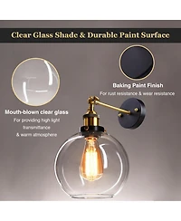Vintage inspired Industrial 7.9" Bell Shape Glass Light Wall Sconce Edison Lamp Transparent