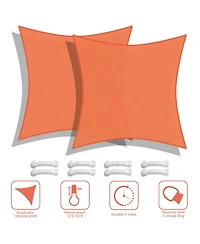 2 Pack 16x16 Ft 97% Uv Block Square Sun Shade Sail Hdpe Canopy Patio Park Garden