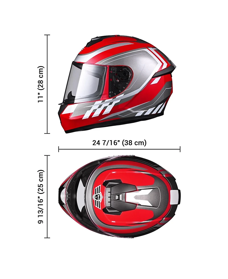 Ahr Run-F3 Full Face Motorcycle Helmet Dot Approved Removable Liner Street Bike S