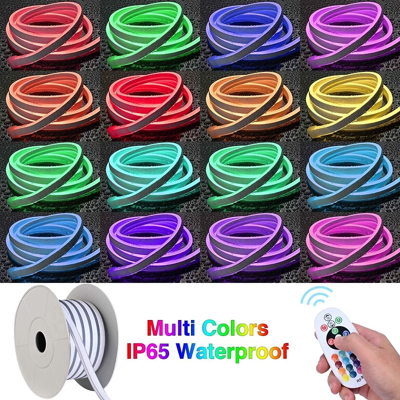 DELight 50 Ft Rgb Neon Led Light Strip Rope Tube Flexible Sign Party Home Decor App Control
