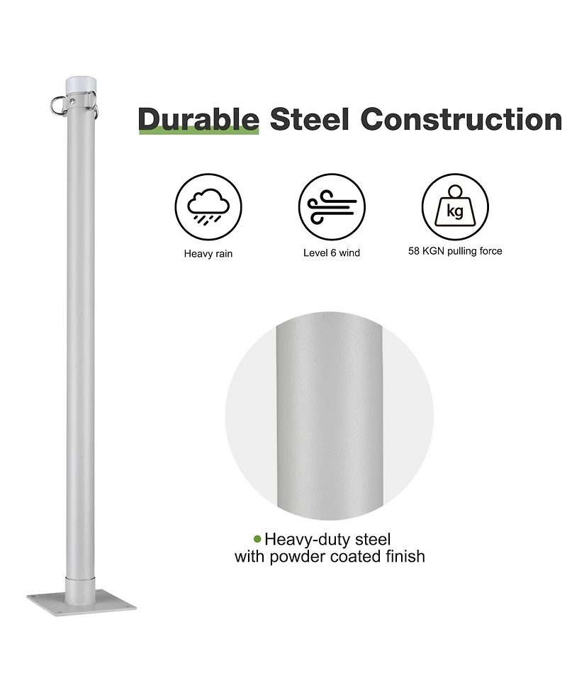 22Ft Triangle Sun Shade Sail Canopy Awning 8Ft Detachable Pole Kit Outdoor
