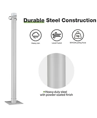 22Ft Triangle Sun Shade Sail Canopy Awning 8Ft Detachable Pole Kit Outdoor