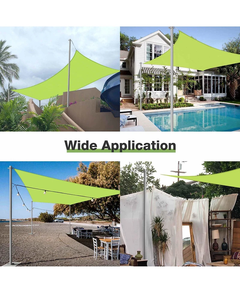 19x13Ft Rectangle Sun Shade Sail Canopy Awning 8Ft Detachable Pole Kit Outdoor