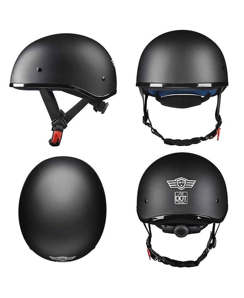 Ahr Half Face Motorcycle Helmet Dot Approved Bike Chopper Cruiser Scooter