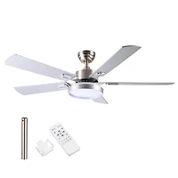 DELight 52" Ceiling Fan with Light Remote 6 Speed Led Chandelier Lamp Reversible Bedroom