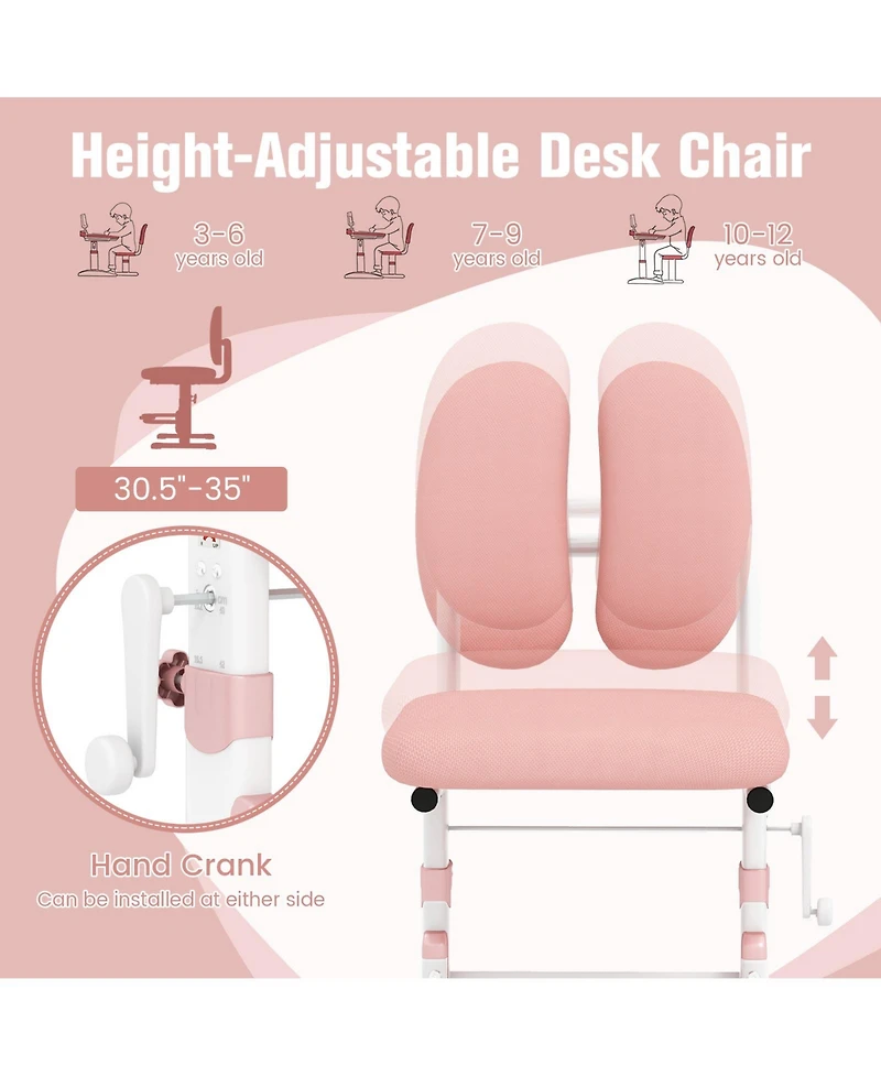 Slickblue Ergonomic Height-adjustable Kids Study Chair with Double Back Support