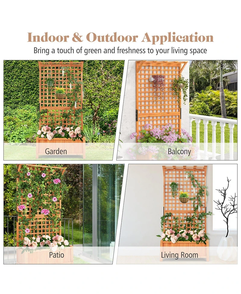 Raised Garden Bed with Trellis and Hanging Roof