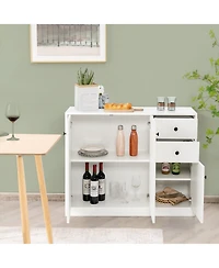 Sugift Modern Buffet Sideboard with 2 Pull-out Drawers and Adjustable Shelf for Kitchen