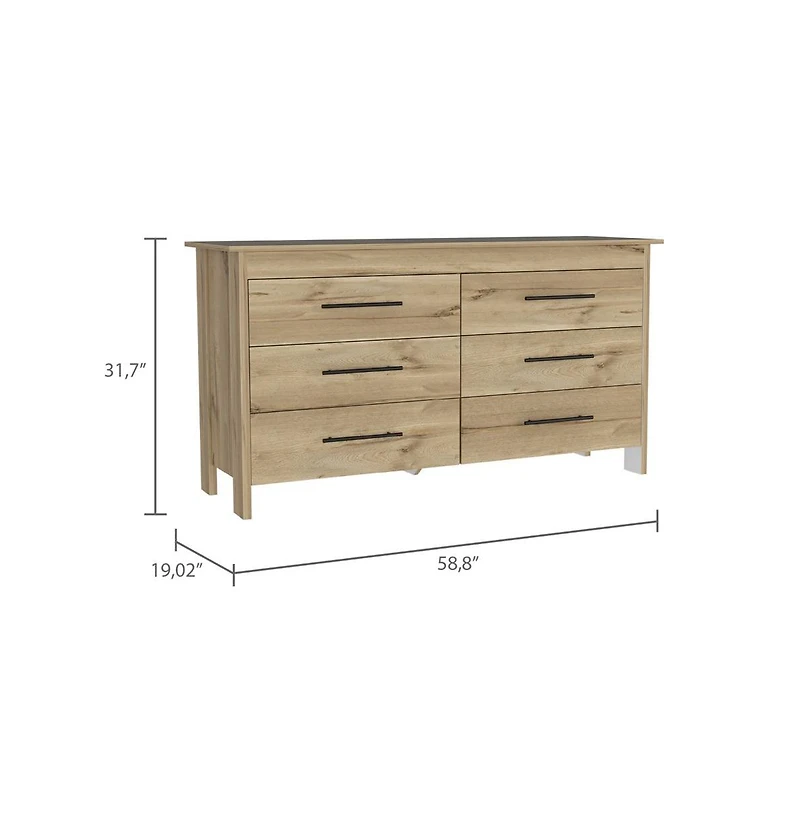 Fm Furniture Luxor 6 Drawer Double Dresser