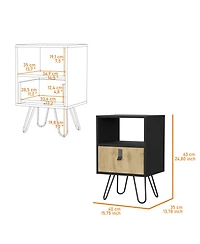 Fm Furniture Kimball Nightstand, Ample Storage Design with Hairpin Legs, Drawer an Open Shelf