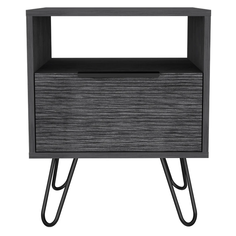 Fm Furniture Vienna Nightstand, Shelves, Hairpin Legs
