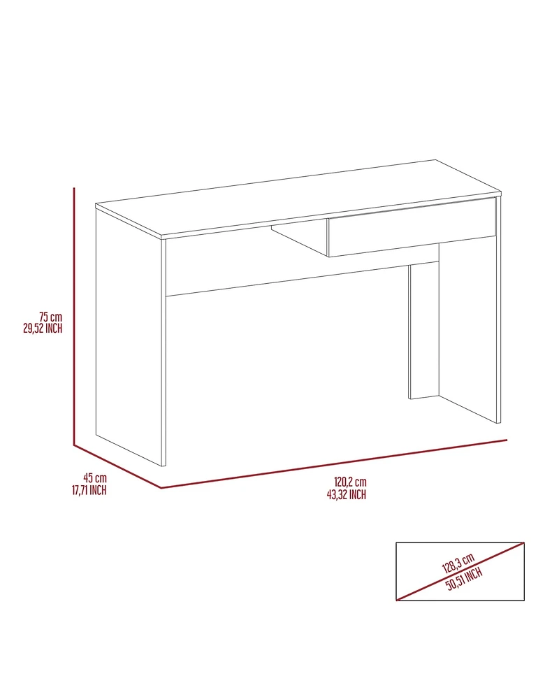 Fm Furniture Tampa Writing Computer Desk, One Drawer