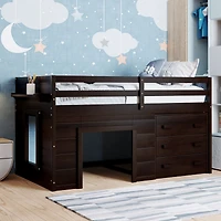 Streamdale Twin Loft Bed With Cabinet And Shelf