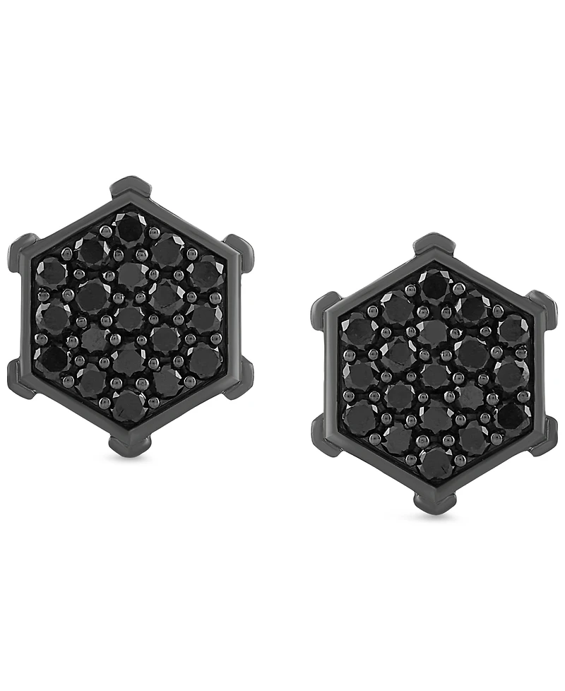 Men's Black Diamond Hexagon Cluster Screw Back Stud Earrings (1 ct. t.w.)