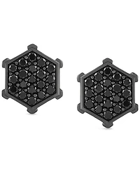 Men's Black Diamond Hexagon Cluster Screw Back Stud Earrings (1 ct. t.w.)