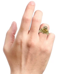 Men's White & Black Diamond Three-Dimensional Lion & Crown King Ring (1/10 ct. t.w.)