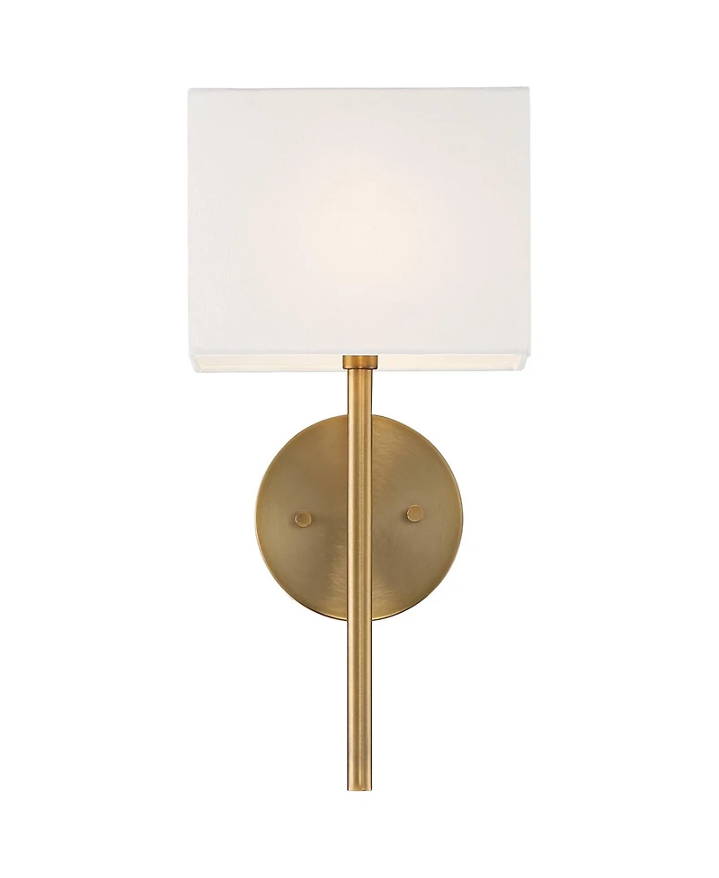 Possini Euro Design Modern Wall Sconce Lighting Warm Brass Hardwired 16 1/4" High Fixture Rectangular Linen Bedroom Home Living Room