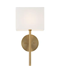 Possini Euro Design Modern Wall Sconce Lighting Warm Brass Hardwired 16 1/4" High Fixture Rectangular Linen Bedroom Home Living Room