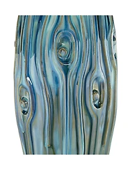Eneya Modern Coastal Modern Table Lamp 31" Tall Ceramic Blue Green Swirl Glaze Neutral Oval Shade for Living Room Bedroom Beach House Bedside Home Off