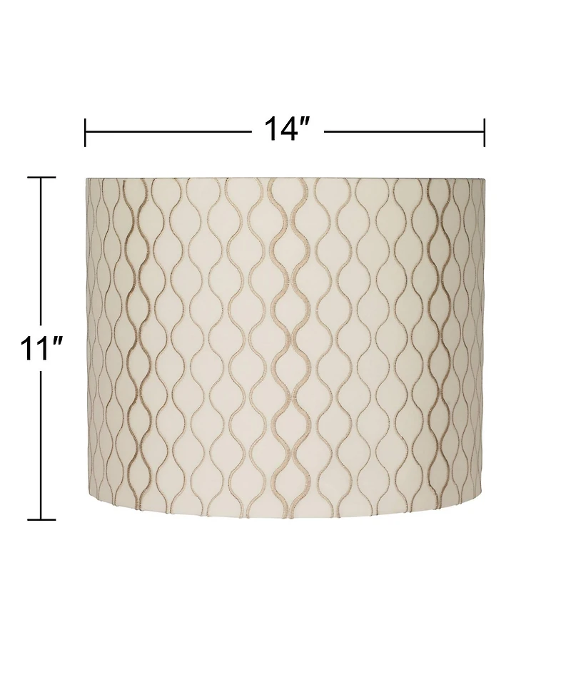 Springcrest Embroidered Hourglass Medium Lamp Shade 14" Top x 14" Bottom x 11" High (Spider) Replacement with Harp and Finial