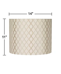 Springcrest Embroidered Hourglass Medium Lamp Shade 14" Top x 14" Bottom x 11" High (Spider) Replacement with Harp and Finial