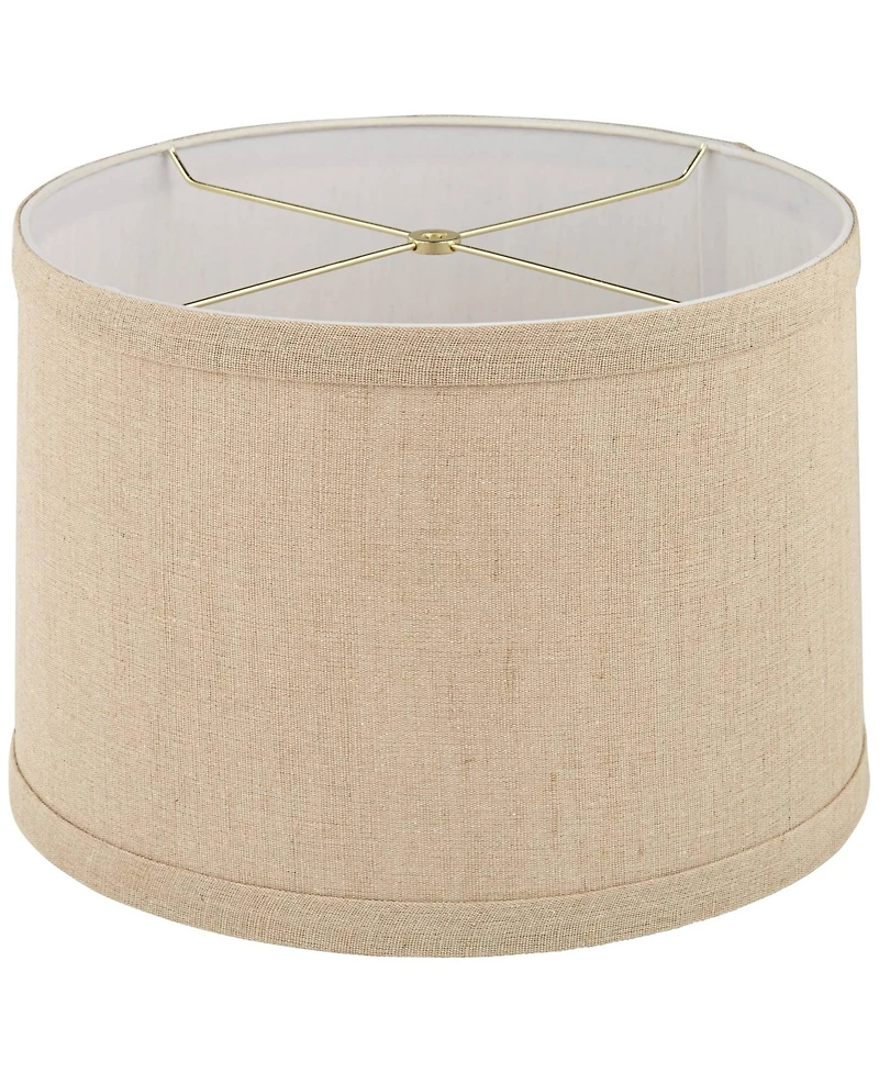 Springcrest Taupe Linen Small Hardback Drum Lamp Shade 15" Top x 16" Bottom x 11" Slant x 11" High (Spider) Replacement with Harp