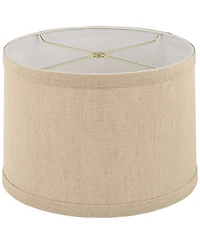 Springcrest Taupe Linen Small Hardback Drum Lamp Shade 15" Top x 16" Bottom x 11" Slant x 11" High (Spider) Replacement with Harp