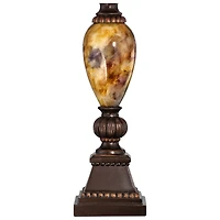 Kathy Ireland Mulholland Traditional Table Lamp 30" Tall Brown Gold Faux Marble Aged Bronze Off White Oval Shade for Bedroom Living Room Bedside