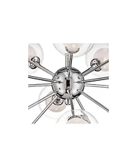 Modern Ceiling Light Semi Flush Mount Fixture Chrome 30.75" Wide 15-Light Sputnik Style Double Clear Frosted Glass for Bedroom Kitchen Living Roo