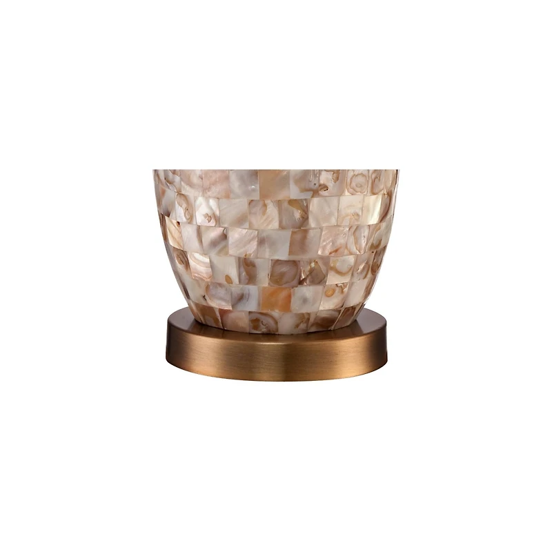 Regency Hill Kylie Cottage Table Lamp 26 1/2" High Mother of Pearl Tile Vase Beige Drum Shade for Bedroom Living Room Bedside Nightstand Office K