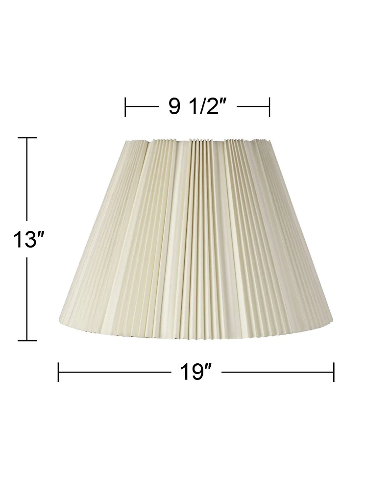 Springcrest Eggshell Pleated Large Lamp Shade 9.5" Top x 19" Bottom x 13" High (Spider) Replacement with Harp and Finial