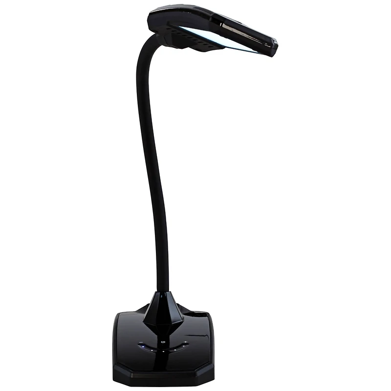 360 Lighting Ricky Modern Desk Lamp 13 3/4" High Black with Usb Charging Port Led Gooseneck Touch On Off Dimmer for Bedroom Bedside Office House