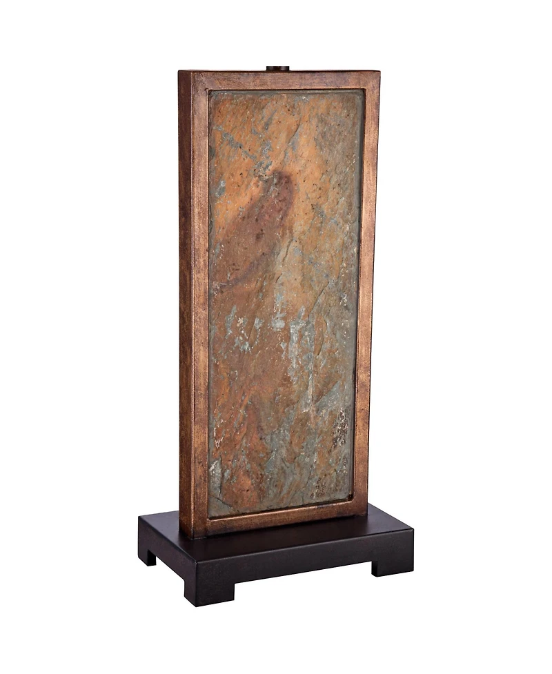 Franklin Iron Works Industrial Rustic Table Lamp 30" Tall Natural Slate Stone Beige Rectangular Shade for Bedroom Living Room House Bedside Night