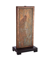 Franklin Iron Works Industrial Rustic Table Lamp 30" Tall Natural Slate Stone Beige Rectangular Shade for Bedroom Living Room House Bedside Night