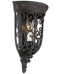 Franklin Iron Works French Scroll Rustic Wall Light Sconce Rubbed Bronze Hardwire 10 1/2" Fixture for Bedroom Bathroom Vanity Reading Living Room