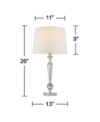 Vienna Full Spectrum Jolie Traditional Table Lamps 26" High Set of 2 Crystal Candlestick Off White Drum Shade for Bedroom Living Room Bedside Off