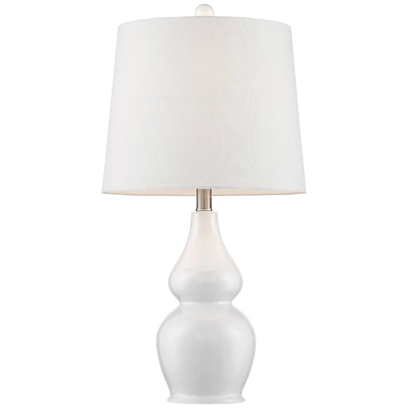 360 Lighting Jane Modern Table Lamps 25" High Set of 2 White Ceramic Fabric Drum Shade for Bedroom Living Room House Bedside Nightstand Office Fa