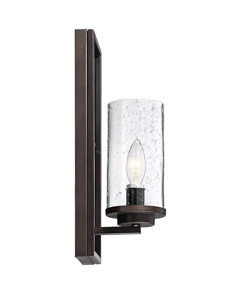 Nobel Industrial Rustic Wall Light Sconce Bronze Hardwired 5 1/4" Fixture Clear Seedy Cylinder Glass Shade for Bedroom Bedside Bathroom Vanity Li