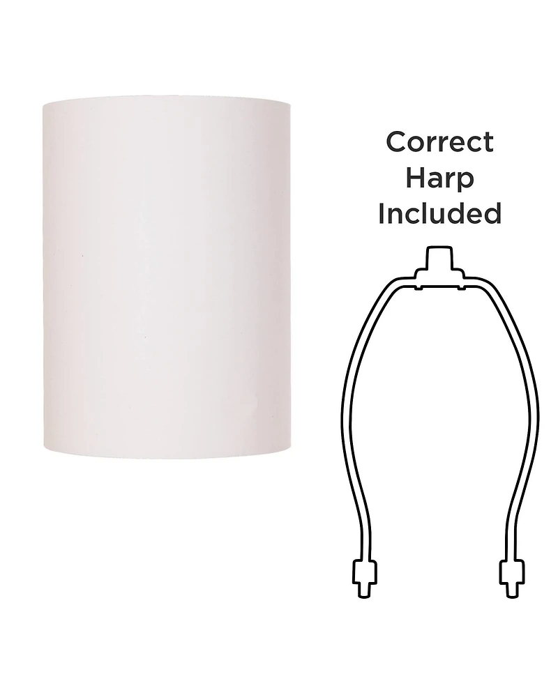 Springcrest Set of 2 Drum Lamp Shades White Small 8" Top x 8" Bottom x 11" High Spider with Replacement Harp and Finial Fitting