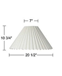 Springcrest Set of 2 Box Pleat Empire Lamp Shades Antique White Large 7" Top x 20.5" Bottom x 10.75" High Spider Harp and Finial