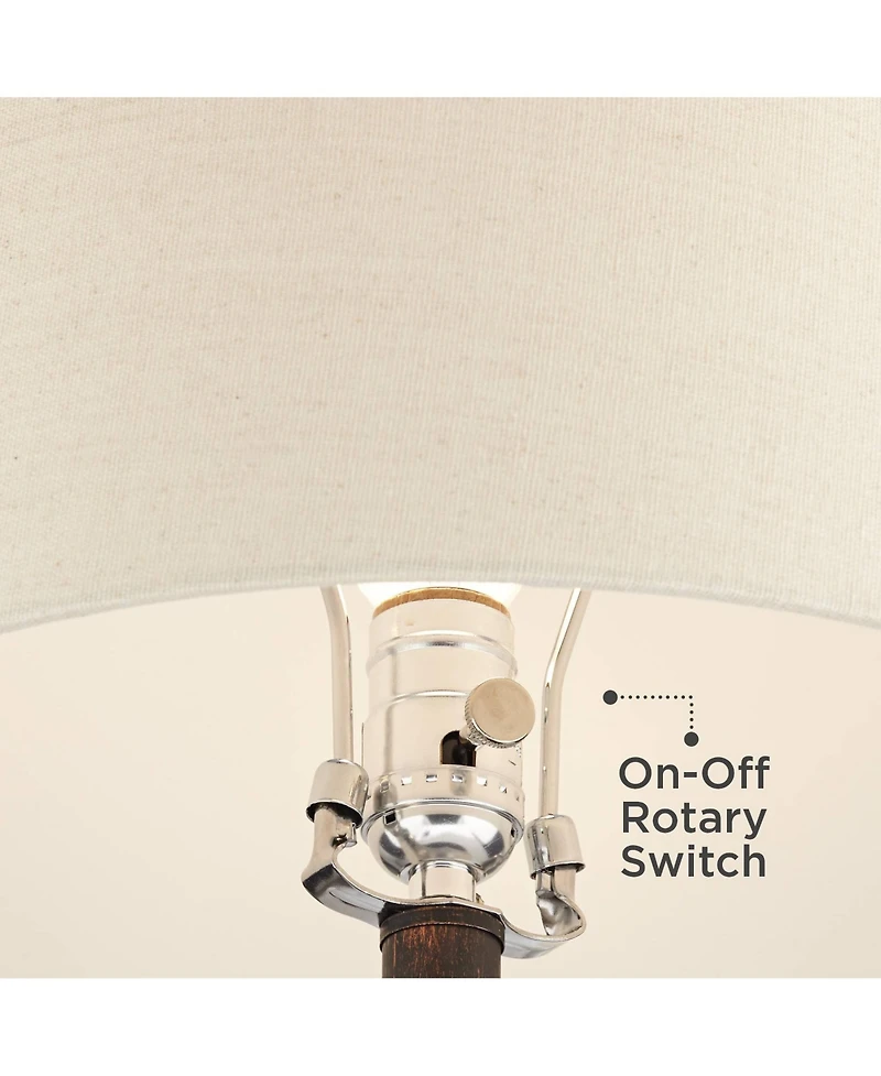 Murphy Rustic Industrial Accent Table Lamp Miner Lantern 23" High Red Bronze Clear Glass Oatmeal Fabric Drum Shade for Living Room Bedroom House Bedsi