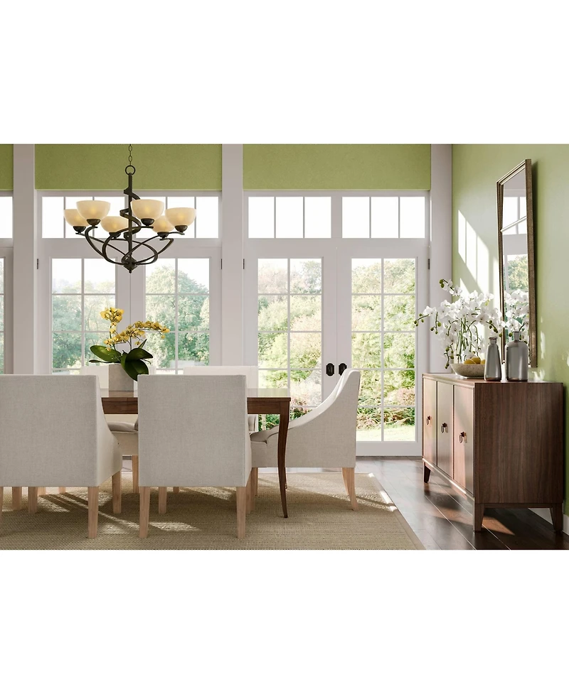 Franklin Iron Works Bronzeador Dark Mocha Chandelier Lighting 27 1/2" Wide Modern Industrial Iron Ribbon Amber Glass Shades 6-Light Fixture for Dining