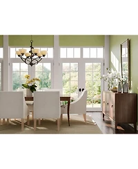 Franklin Iron Works Bronzeador Dark Mocha Chandelier Lighting 27 1/2" Wide Modern Industrial Iron Ribbon Amber Glass Shades 6-Light Fixture for Dining