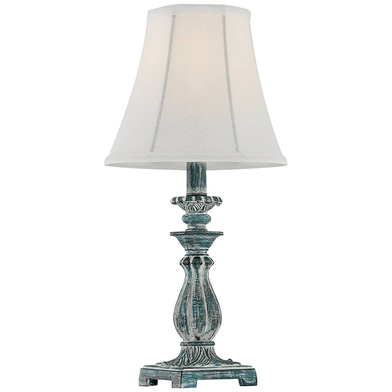 Regency Hill Cali Traditional Accent Table Lamps 19" High Set of 2 Antique Blue White Bell Shade for Bedroom Living Room Bedside Nightstand Offic