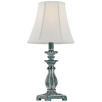 Regency Hill Cali Traditional Accent Table Lamps 19" High Set of 2 Antique Blue White Bell Shade for Bedroom Living Room Bedside Nightstand Offic