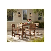Teal Island Designs Wood Outdoor Bar Stools 24" Set of 2 High Farmhouse Rustic with Ladder Backrest Footrest for Kitchen Counter Island Patio Gar
