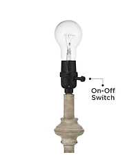 360 Lighting Carter Rustic Farmhouse 3 Piece Table Floor Lamp Set Beige Metal Cream Fabric Tapered Drum Shade for Living Room Bedroom Office House