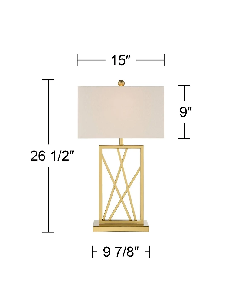 360 Lighting Claudia 26 1/2" Tall Square Modern Glam Table Lamp Gold Finish Metal Single White Shade Living Room Bedroom Bedside