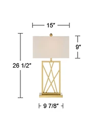360 Lighting Claudia 26 1/2" Tall Square Modern Glam Table Lamp Gold Finish Metal Single White Shade Living Room Bedroom Bedside